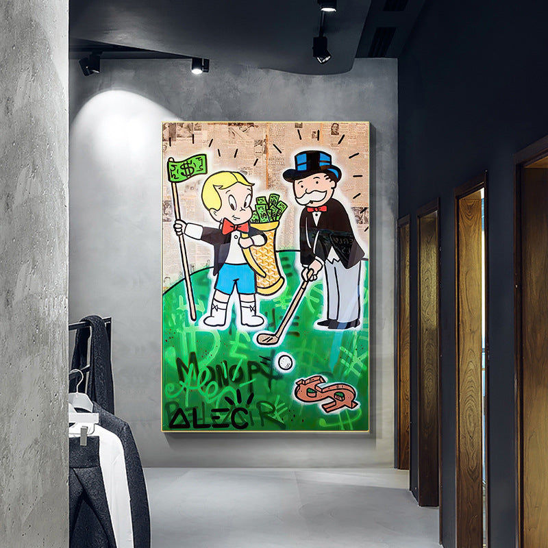 Old Man And Child Cartoon Hanging Paintings