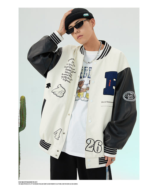 Oversized White Varsity Jacket