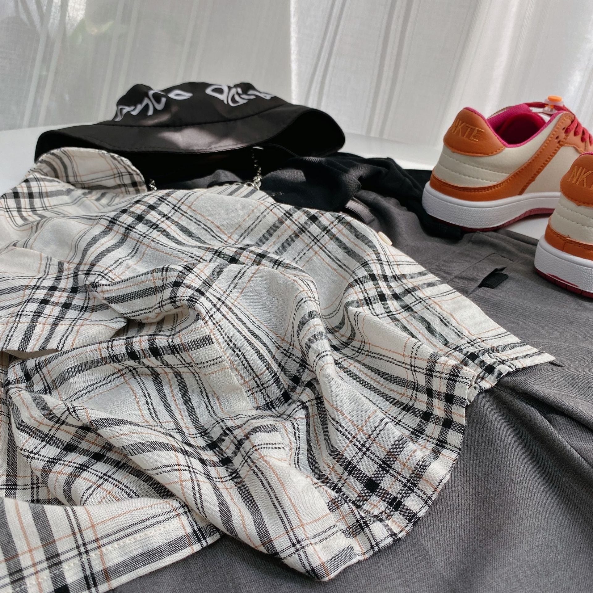 Plaid Casual Short-Sleeved Shirt For Boys