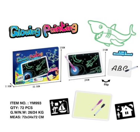 Educational Toy Drawing Pad 3D Magic 8 Light Effects Puzzle Board Sketchpad toy John Smith A4 S -BABBAZON