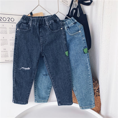 Xiaojiejia Boys' Pants Autumn Children's Jeans Korean Style Trendy Children's Pants New Trend