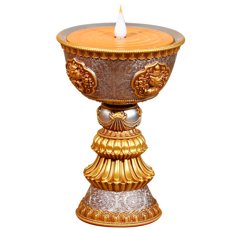 Electronic butter lamp lamp holder, lamp in front of Buddha, LED lamp, Buddha lamp, eight auspicious charging butter lamp, household