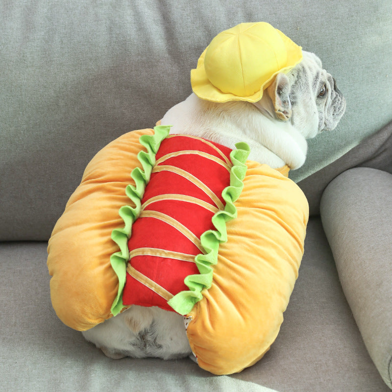 Dog hot dog clothes transformation outfit 