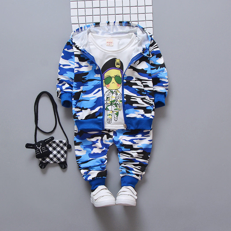 Camouflage Cartoon Boy Three-piece Suit