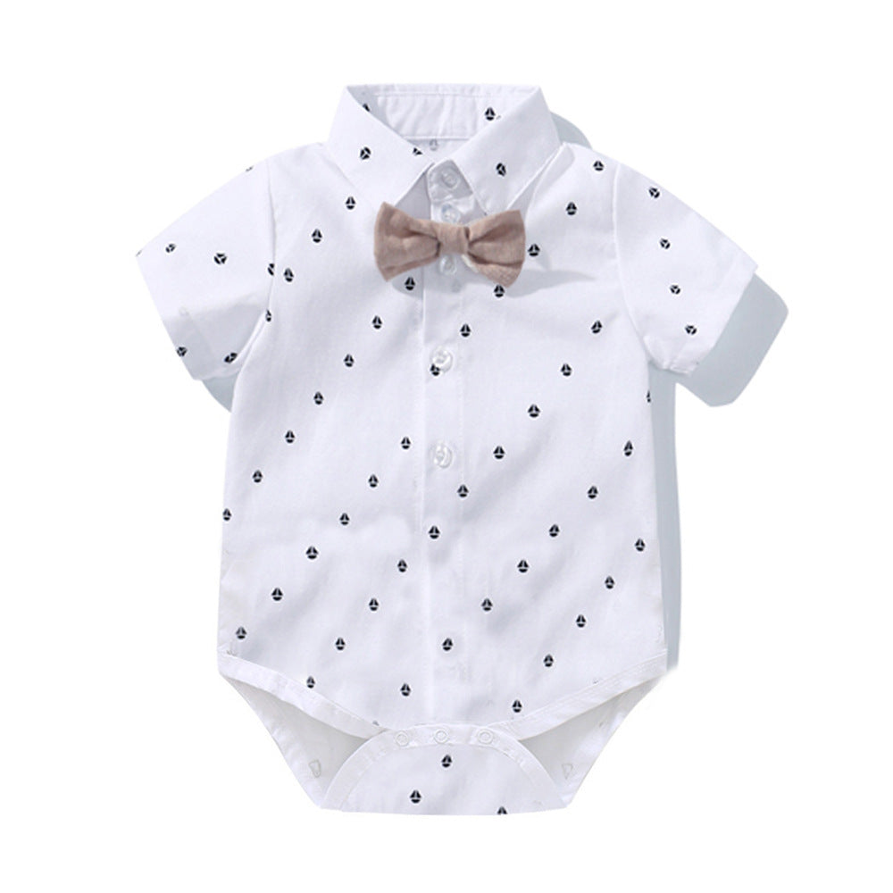 European And American Cross-Border Male Baby Gentleman Suit Triangle Romper Shorts Hat Socks Shoes Multi-Piece Factory Wholesale