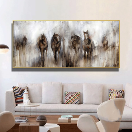 White Horse Galloping Atmosphere Horizontal Bedside Decorative Painting Hd Inkjet Printing Customization