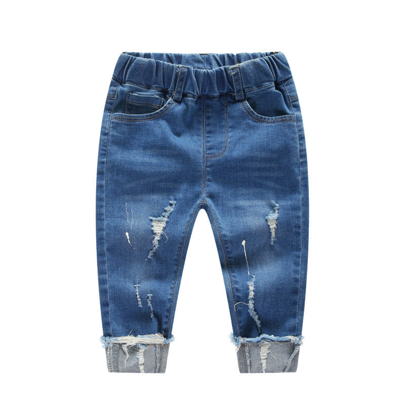 Children's boy pants, children's pants, ripped denim pants