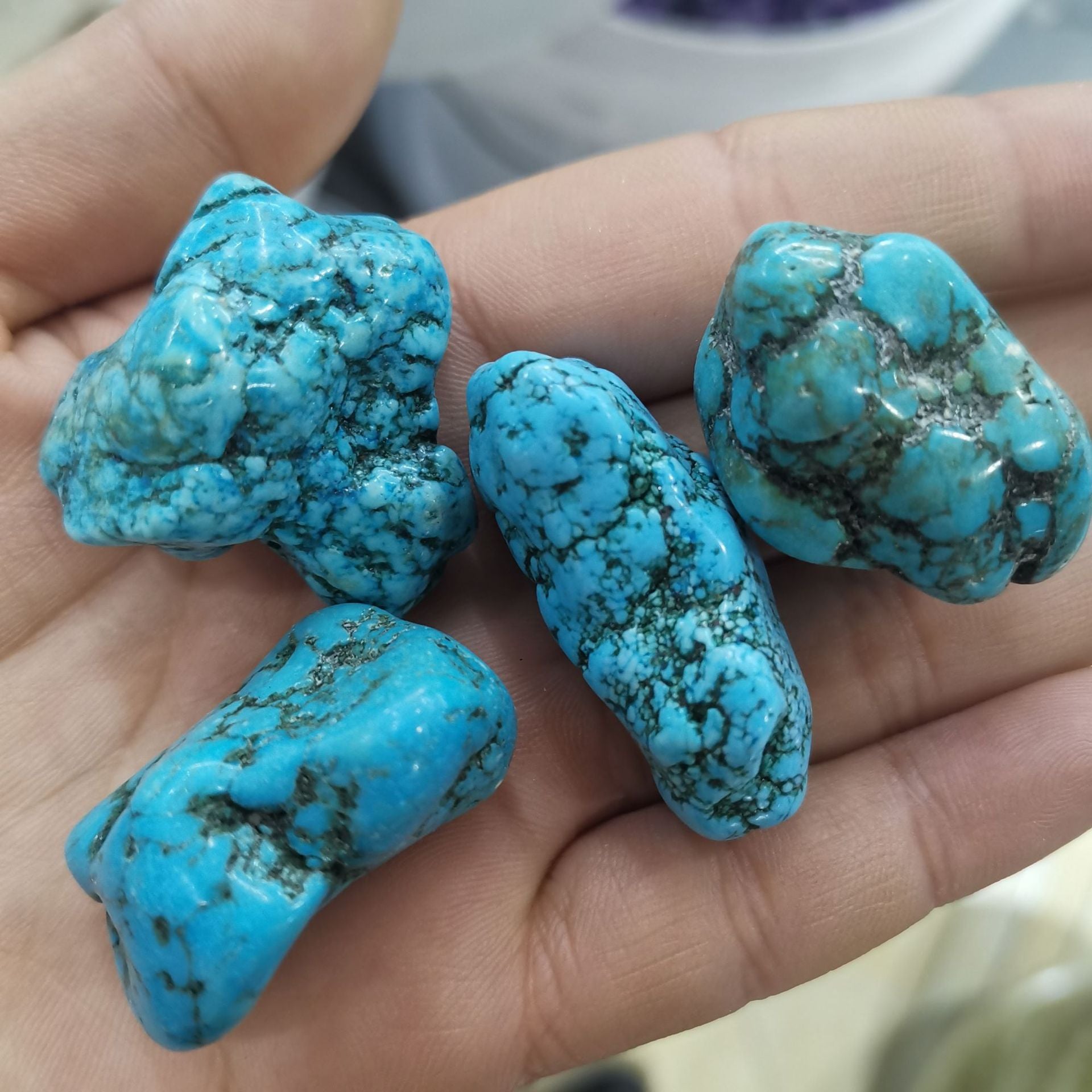 Blue Turquoise Blue Turquoise Optimized Rough Stone Handle Piece Crystal Crushed Stone High Magnetic DIY Jewelry Home Decoration