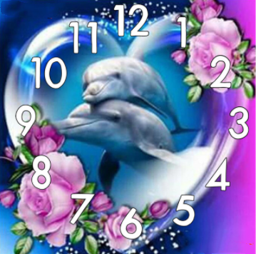 Dolphin Theme Diamond Painting, Full 5D Embroidery, Square Or Round Beads, Diy Cross Stitch Clock Mechanism, Perfect Gift