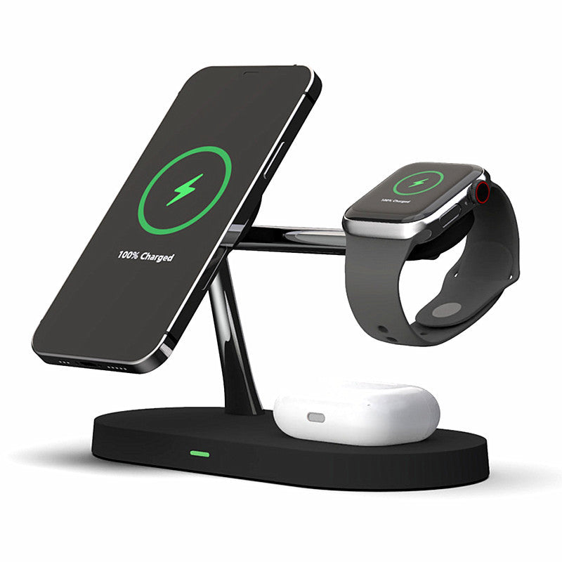 Multifunctional Five-In-One Magnetic Wireless Charging Watch Headset Desktop Mobile Phone Holder Charger 15W Fast Charge 