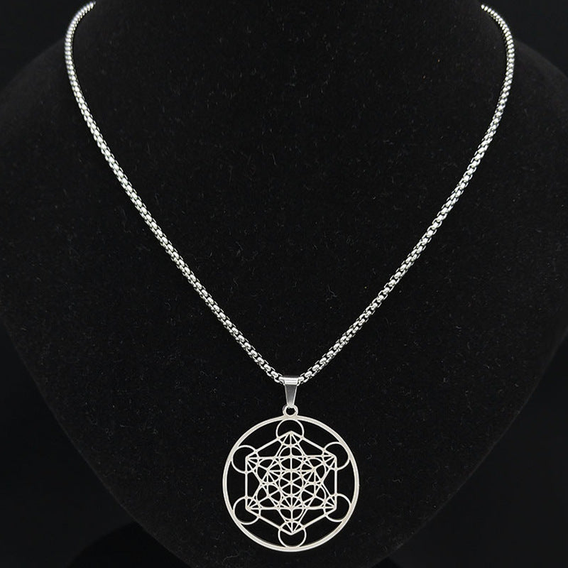 Moon Goddess Necklace Meditation Stainless Steel Hollow Pendant Necklace