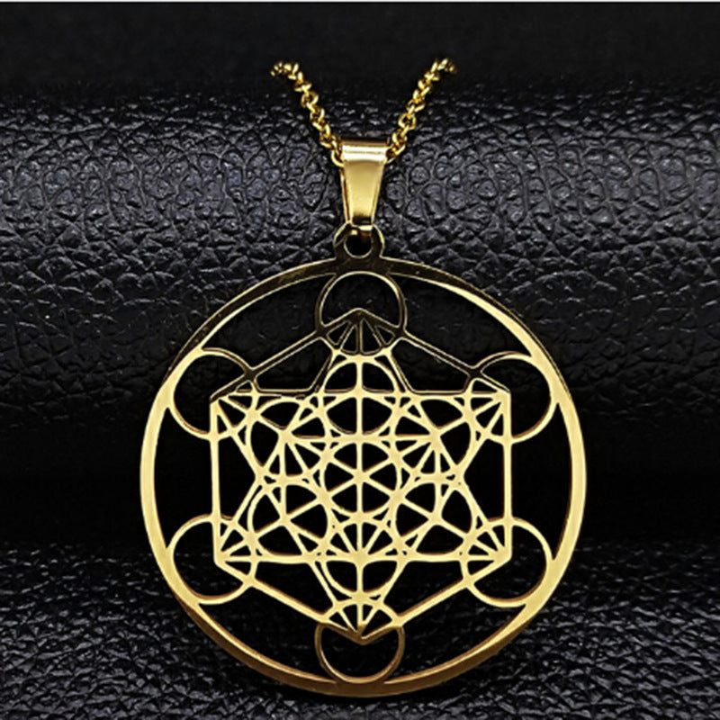 Moon Goddess Necklace Meditation Stainless Steel Hollow Pendant Necklace