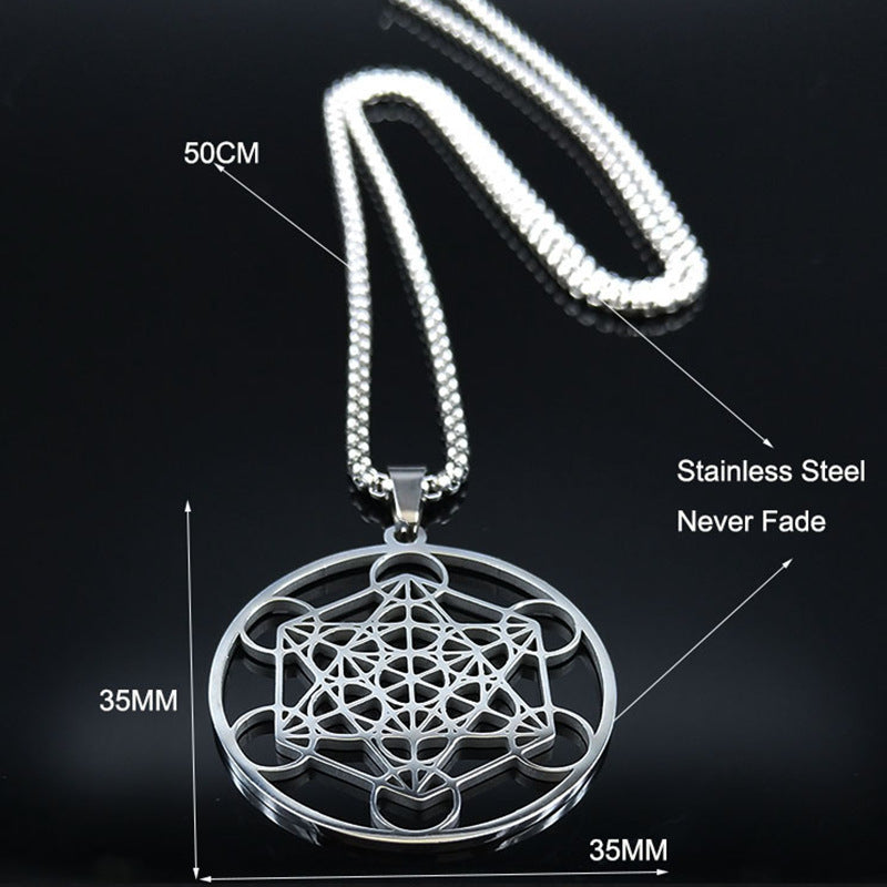 Moon Goddess Necklace Meditation Stainless Steel Hollow Pendant Necklace