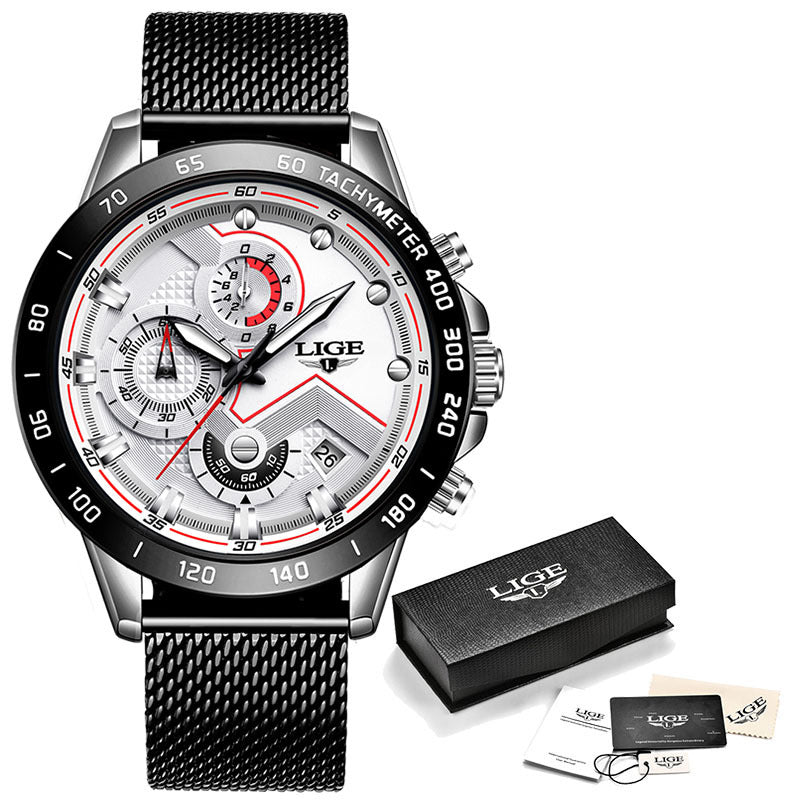 Men's Mesh Strap Watch Multifunction Chronograph