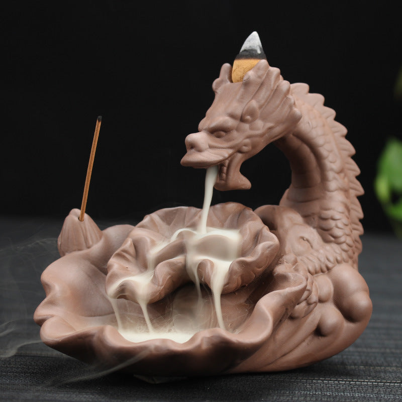 Purple Sand Dragon Backflow Smoke Incense Burner Tower Incense Sandalwood Agarwood Incense Burner Aroma Diffuser Home Office Furnishings Directly Approved By Fangfeng