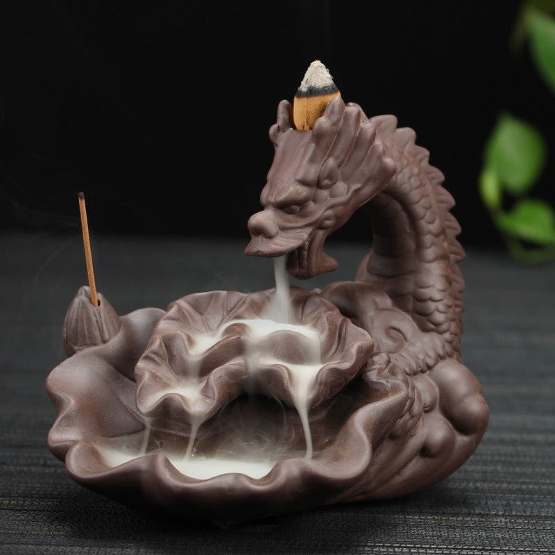 Purple Sand Dragon Backflow Smoke Incense Burner Tower Incense Sandalwood Agarwood Incense Burner Aroma Diffuser Home Office Furnishings Directly Approved By Fangfeng