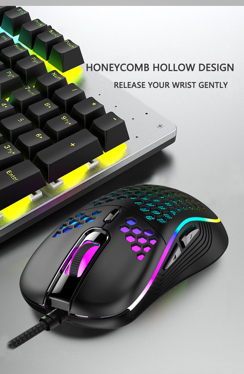 Hollow Hollow Lightweight Wired Gaming Mouse Computer Wired USB Colorful Glow