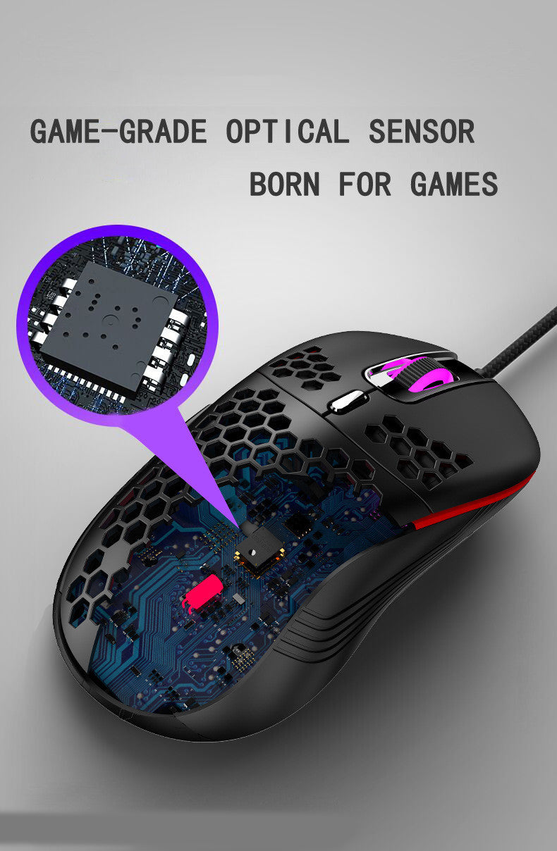 Hollow Hollow Lightweight Wired Gaming Mouse Computer Wired USB Colorful Glow