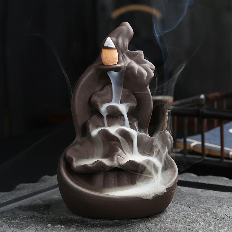 Zisha Backflow Aromatherapy Furnace Ceramic L Ornaments Zen Incense Socket Handicraft Lotus