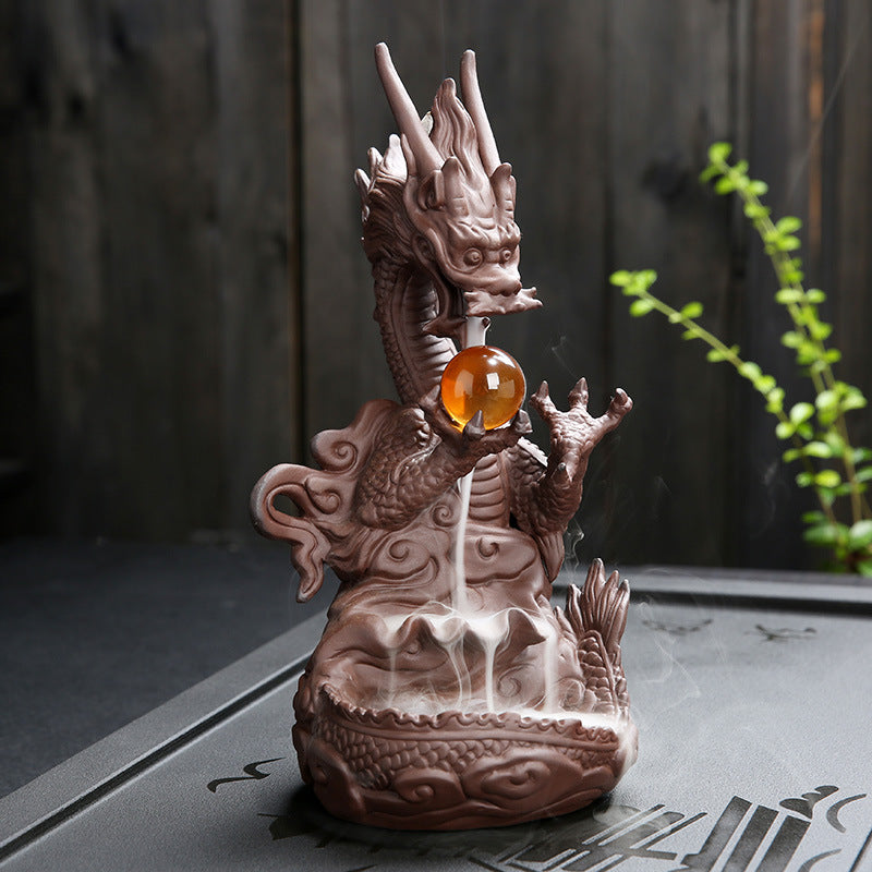 Ceramic Backflow Incense Burner Decoration Purple Sand Sandalwood Incense Burner Home Tea Ceremony Household Incense Burner