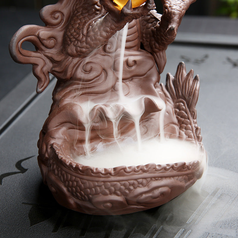 Ceramic Backflow Incense Burner Decoration Purple Sand Sandalwood Incense Burner Home Tea Ceremony Household Incense Burner