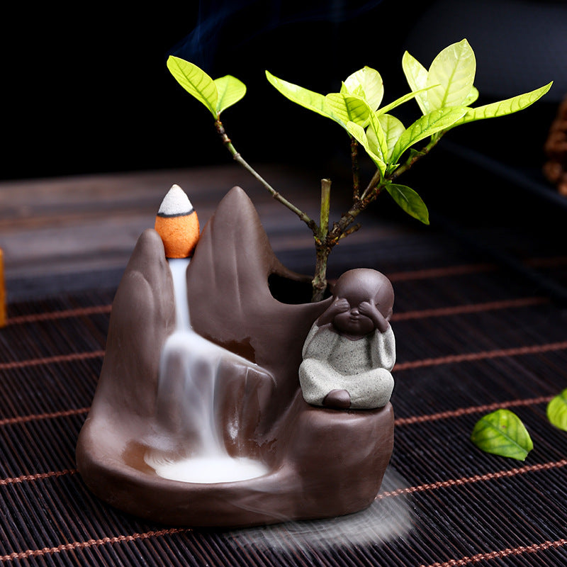 Little Monk Series Incense Burner Purple Sand Sandalwood Incense Burner Backflow Incense Burner Ornaments