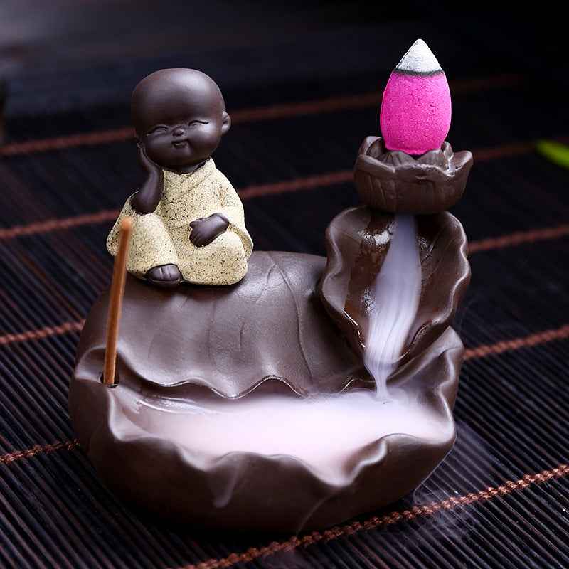 Little Monk Series Incense Burner Purple Sand Sandalwood Incense Burner Backflow Incense Burner Ornaments