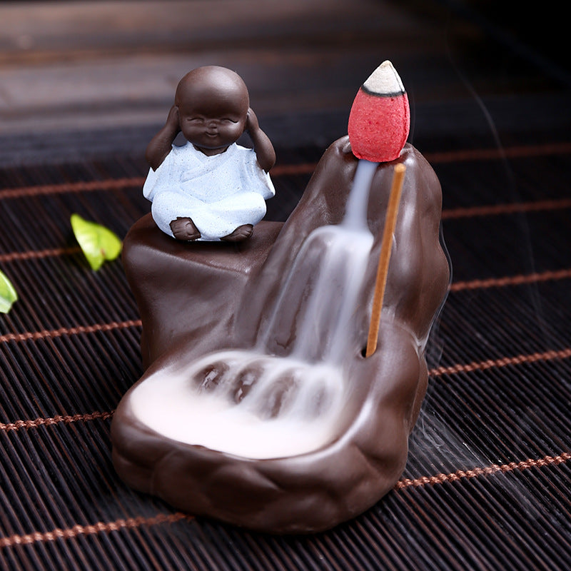 Little Monk Series Incense Burner Purple Sand Sandalwood Incense Burner Backflow Incense Burner Ornaments