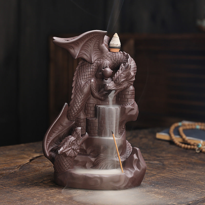 Purple Sand Pterodactyl Backflow Incense Burner Nordic Style Waterfall Reflux Incense Burner