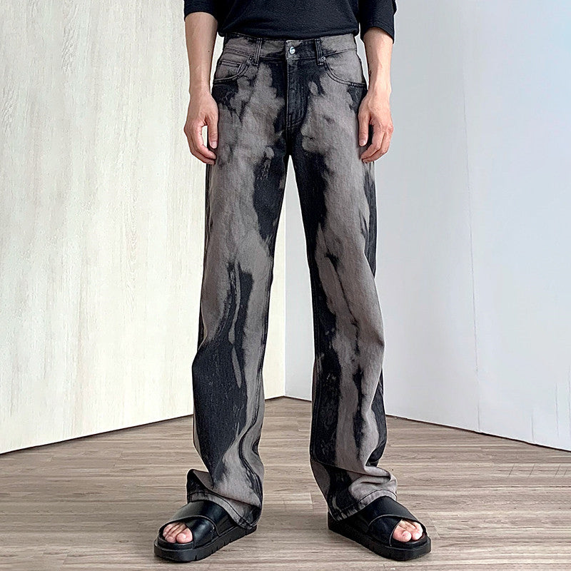 Street Washed Distressed Jeans Men's Korean Style Loose Trend