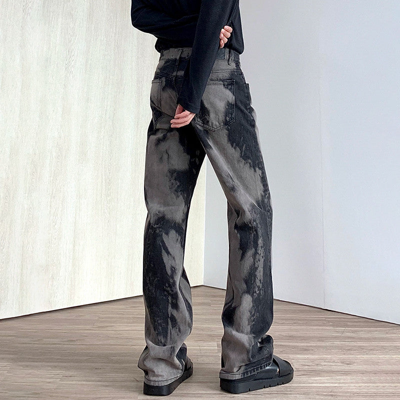 Street Washed Distressed Jeans Men's Korean Style Loose Trend