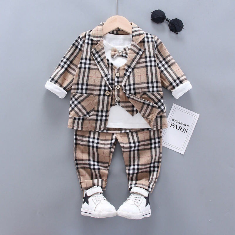 Spring And Autumn Long-Sleeved Jacket Han Chao Three-Piece Suit 0-4 Years Old Handsome 3 Boys Small Suit