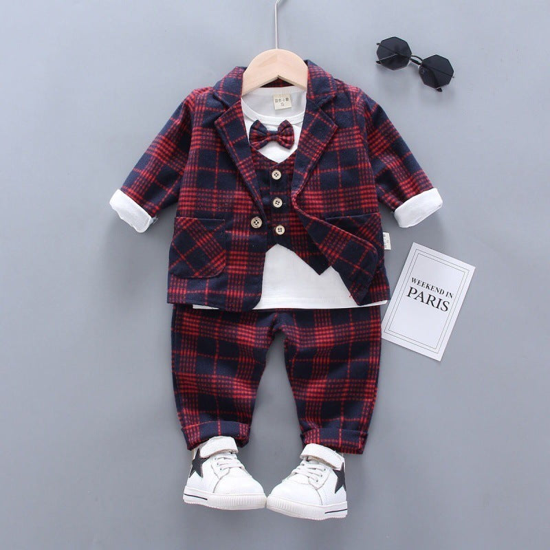 Spring And Autumn Long-Sleeved Jacket Han Chao Three-Piece Suit 0-4 Years Old Handsome 3 Boys Small Suit