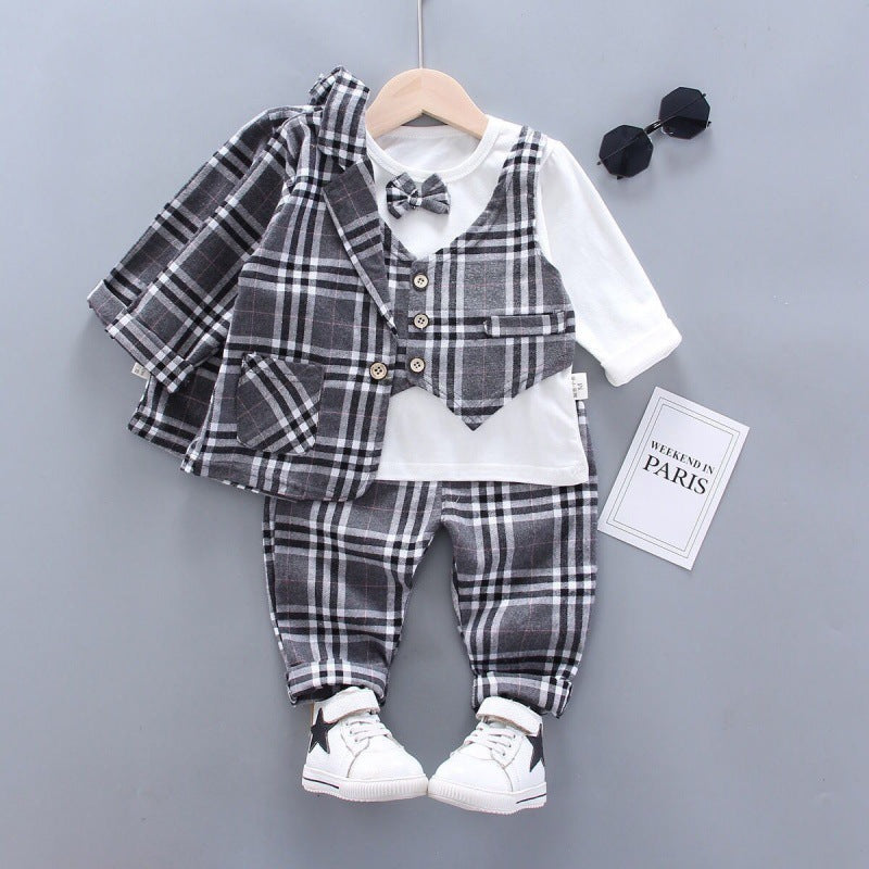 Spring And Autumn Long-Sleeved Jacket Han Chao Three-Piece Suit 0-4 Years Old Handsome 3 Boys Small Suit