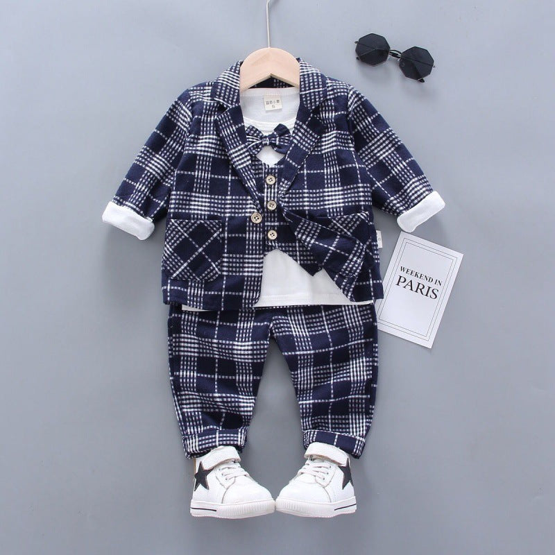 Spring And Autumn Long-Sleeved Jacket Han Chao Three-Piece Suit 0-4 Years Old Handsome 3 Boys Small Suit