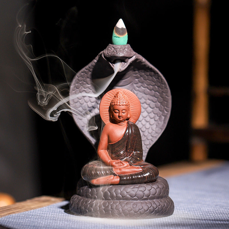 Backflow Incense Burner, Buddha Mouth, Snake Heart, Lucky Town House Incense