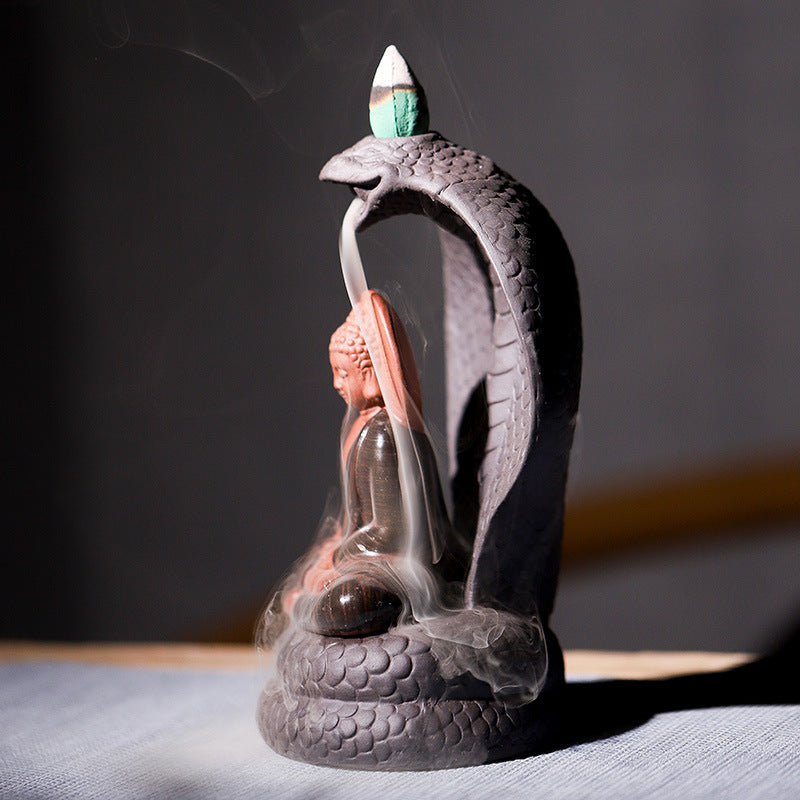 Backflow Incense Burner, Buddha Mouth, Snake Heart, Lucky Town House Incense