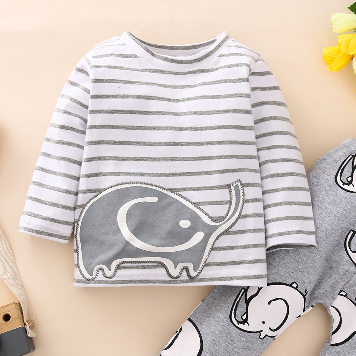 New Cute Cartoon Two-Piece Long-Sleeved Spring And Autumn Children'S Suit