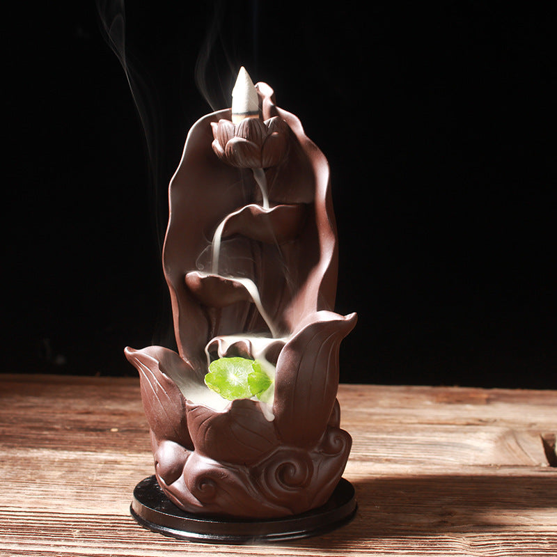 Purple Sand Lotus Backflow Incense Burner New Ornamental Tower Incense Incense Supplies