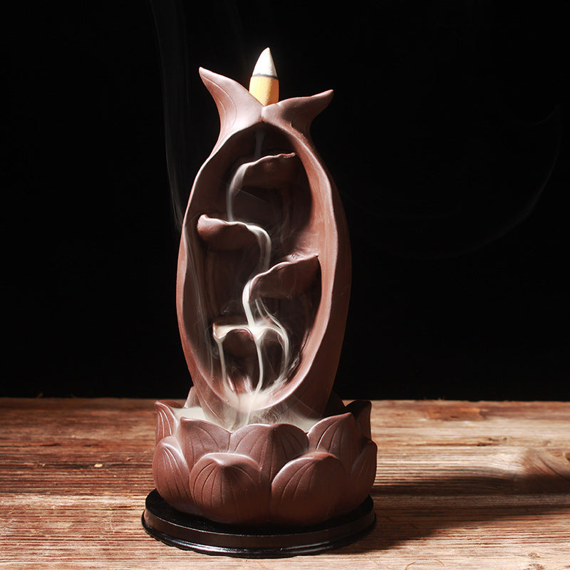 Purple Sand Lotus Backflow Incense Burner New Ornamental Tower Incense Incense Supplies