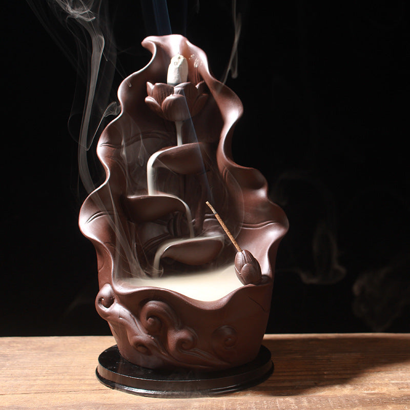 Purple Sand Lotus Backflow Incense Burner New Ornamental Tower Incense Incense Supplies