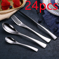 4PCS Set Black Stainless Steel Cutlery Korean Dinnerware Set Gifts Mirror Polishing Silverware Sets Scoop Knife and Fork Sets