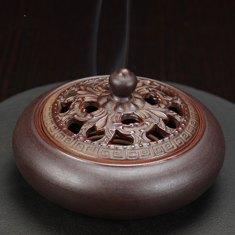 Four-Hour Retro Plate Incense Burner Ceramic Incense Burner Antique Pattern Incense