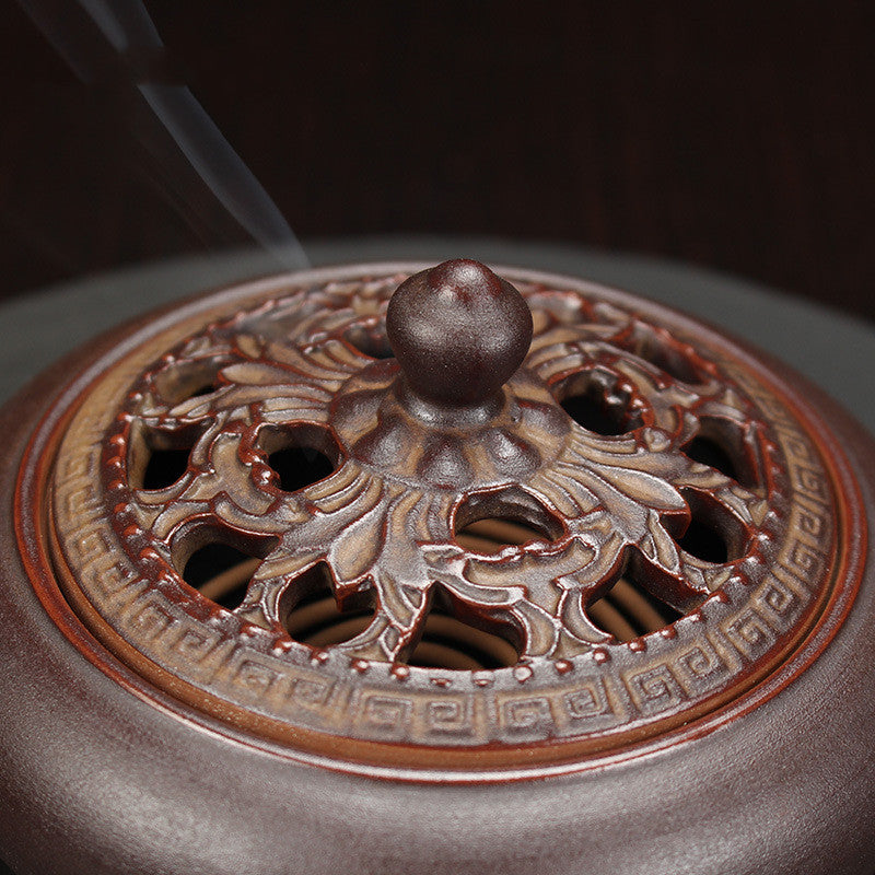 Four-Hour Retro Plate Incense Burner Ceramic Incense Burner Antique Pattern Incense