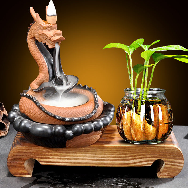 Chinese Zen Ceramic Backflow Incense Burner Agarwood Sandalwood Dragon Incense Burner