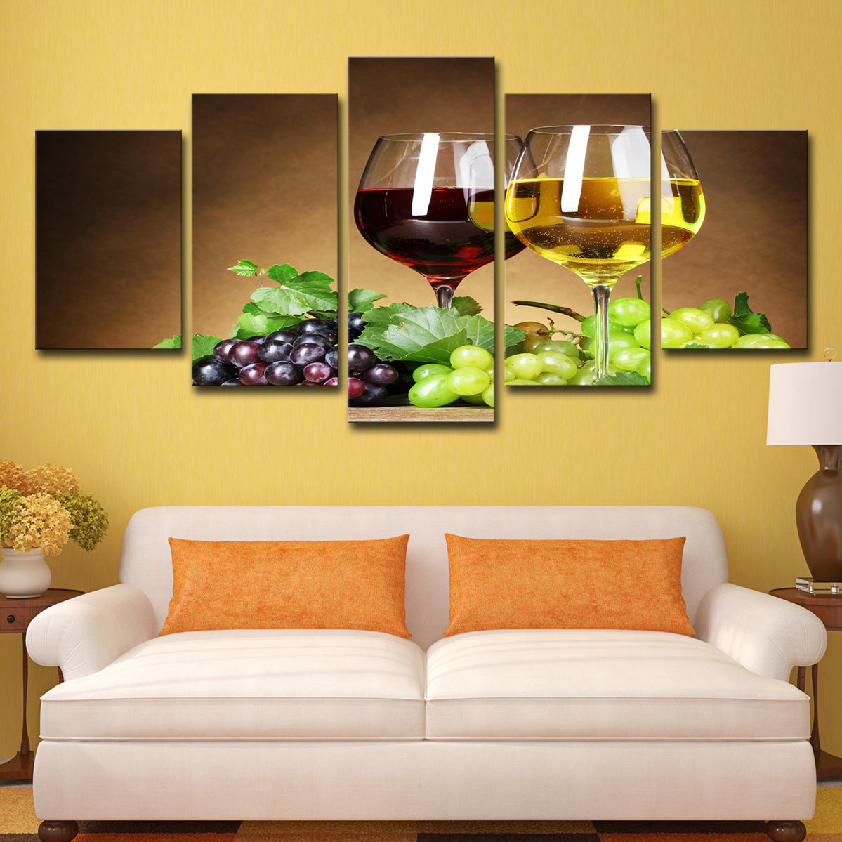 Wine Cellar Hotel Room Decoration Paintings 5 Pieces Of Fruit Grapes Wine Wine Glasses