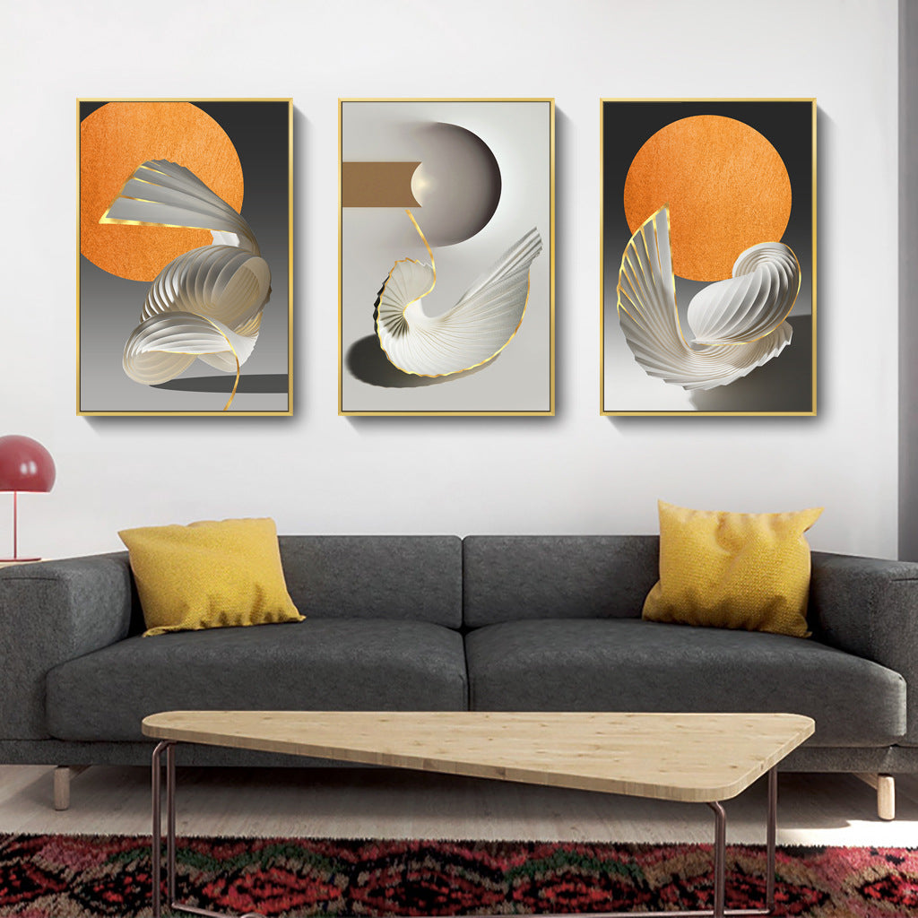 Nordic Abstract Geometric Orange Art Hotel Apartment Hanging Paintings