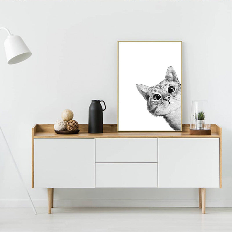 Murals Living Room Hanging Paintings Decorative Painting Black And White Cat Head Bedroom