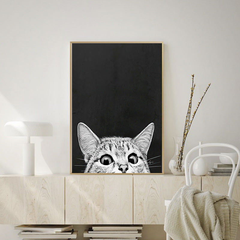 Murals Living Room Hanging Paintings Decorative Painting Black And White Cat Head Bedroom