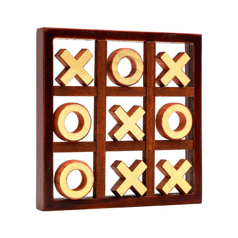 Wooden Chess Board Game - Tic-Tac-Toe Edition 